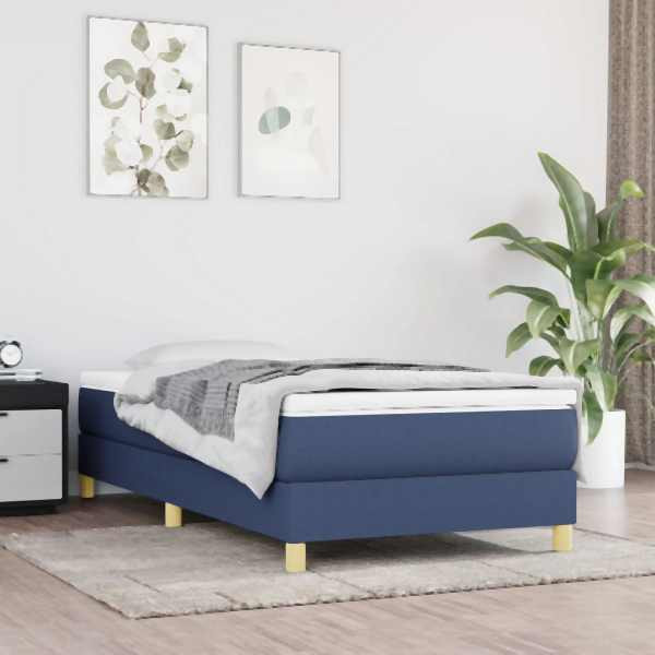 vidaXL Boxspringbett mit Matratze Blau 80x200 cm Stoff, 3144133
