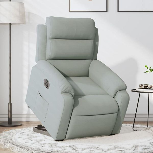vidaXL Relaxsessel mit Aufstehhilfe Elektrisch Hellgrau Samt, 3205114