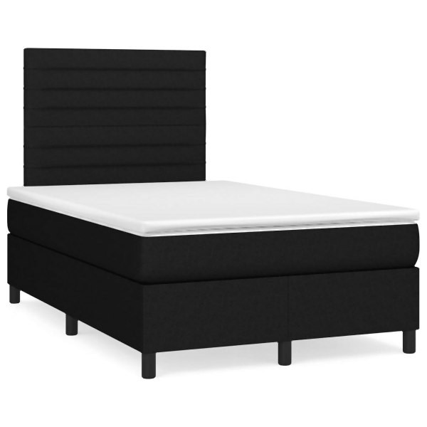 vidaXL Boxspringbett mit Matratze & LED Schwarz 120x190 cm Stoff, 3270206