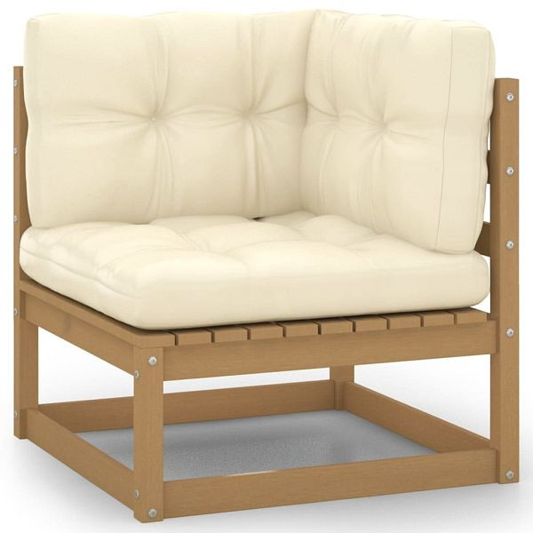 vidaXL Garten-Ecksofa mit Creme Kissen Massivholz Kiefer, 805718
