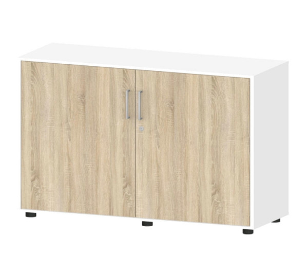 Deskin Flügeltürenschrank EVO, Korpus Dekor weiß, Türen Wildeiche, B 1200 x H 758 x T 420 mm, 275223