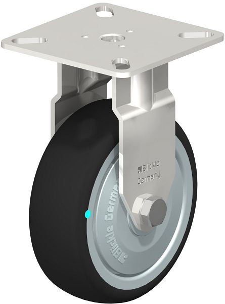 Blickle BPXA-PATH 75KD-FK Edelstahl-Apparate-Bockrolle mit Anschraubplatte, Thermoplastisches Polyurethan, Grau, 760742