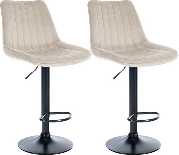 CLP Barhocker Toni Samt schwarz, creme, VE: 2 Stück, 324069