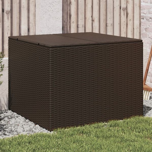 vidaXL Gartentruhe Braun 291L Poly Rattan, Material: PE-Rattan, pulverbeschichteter Stahl, 365337