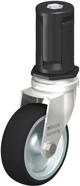 Blickle LRXA-PATH 75G-EXR05 Edelstahl-Apparate-Lenkrolle mit Expander, Thermoplastisches Polyurethan, Grau, 853360