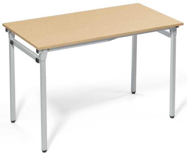Deskin 4-Fuß-Klapptisch, Platte Buchedekor, Gestell Alusilber RAL 9006, B 1200 x T 600 x H 720 mm, 284192