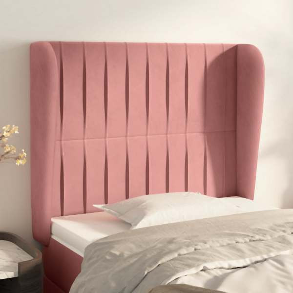 vidaXL Kopfteil mit Ohren Rosa 93x23x118/128 cm Samt, 3118235