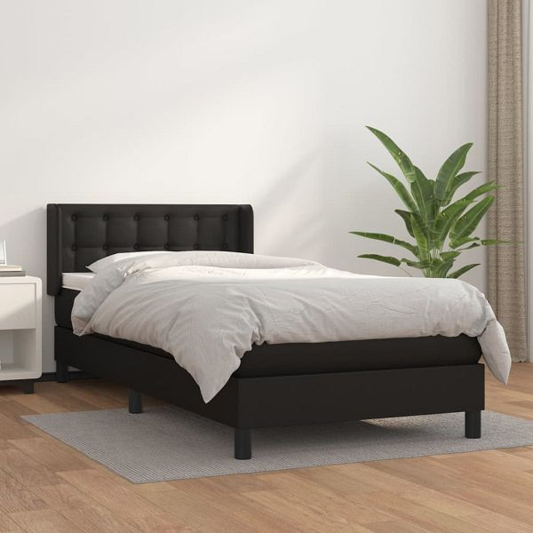 vidaXL Boxspringbett mit Matratze Schwarz 80x200 cm Kunstleder, 3130745