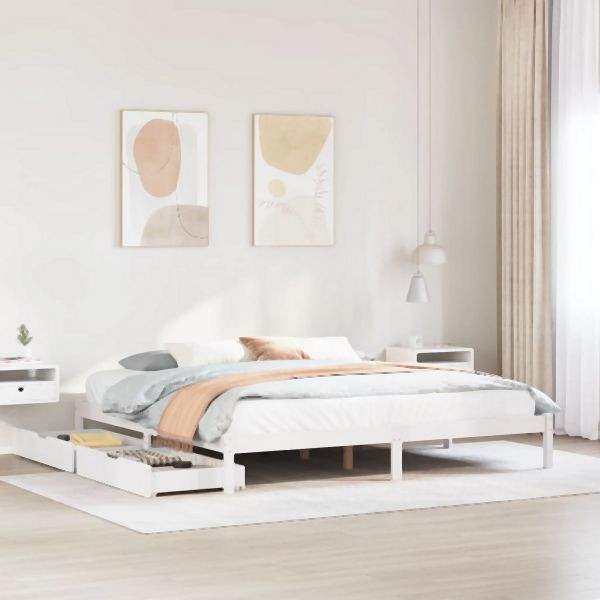 vidaXL Massivholzbett ohne Matratze Weiß 180x200 cm Kiefernholz, 3301443