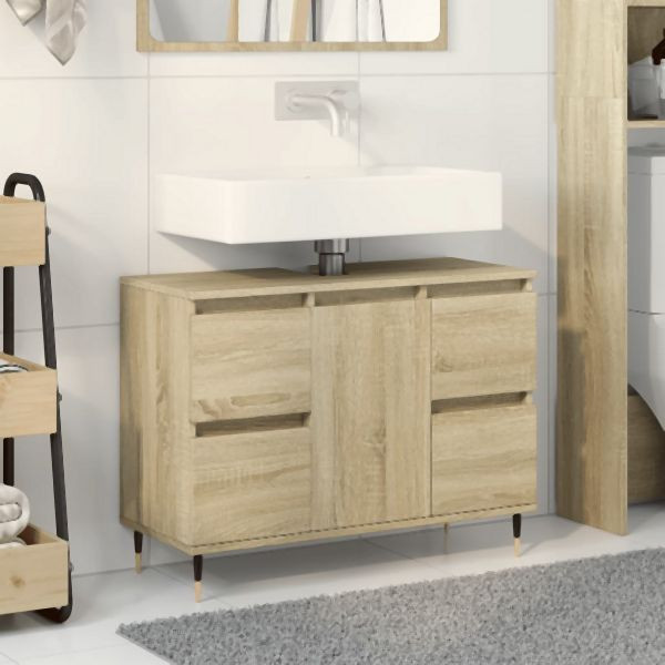 vidaXL Badschrank Sonoma-Eiche 80x33x60 cm Holzwerkstoff, 849682