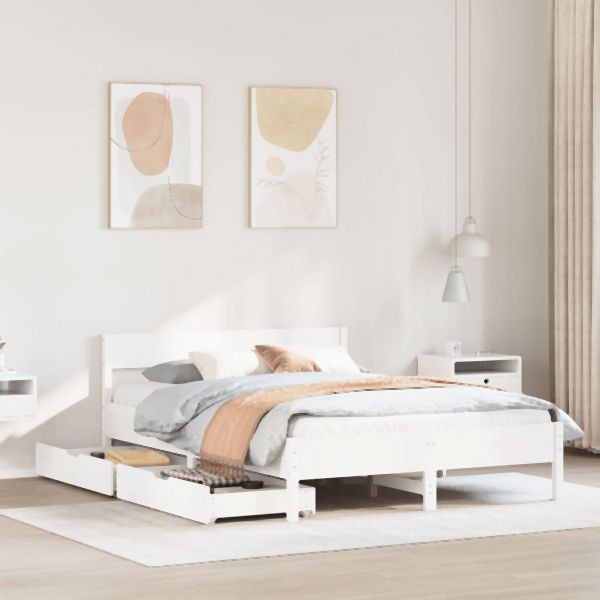vidaXL Massivholzbett ohne Matratze Weiß 120x190 cm Kiefernholz, 3301768