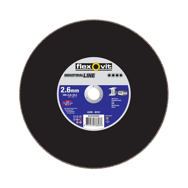 Flexovit Trennscheibe Metall Inox für Kappsägen, A 30 S-BF41/80 CHOP SAW, Durchmesser: 300 mm, Holmbohrung: 32 mm, VE: 10 Stück, 66252920084