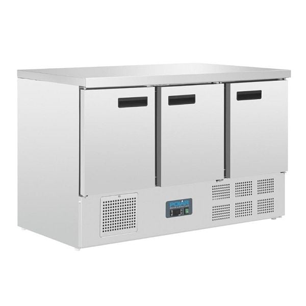 Polar Serie G Kühltisch 3-türig 368 Liter, Finish: Edelstahl, G622