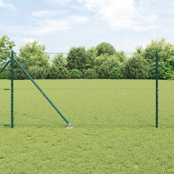 vidaXL Zaun mit Pfosten Grün 1,4 x 25 m PVC-beschichteter Stahl, 3353104