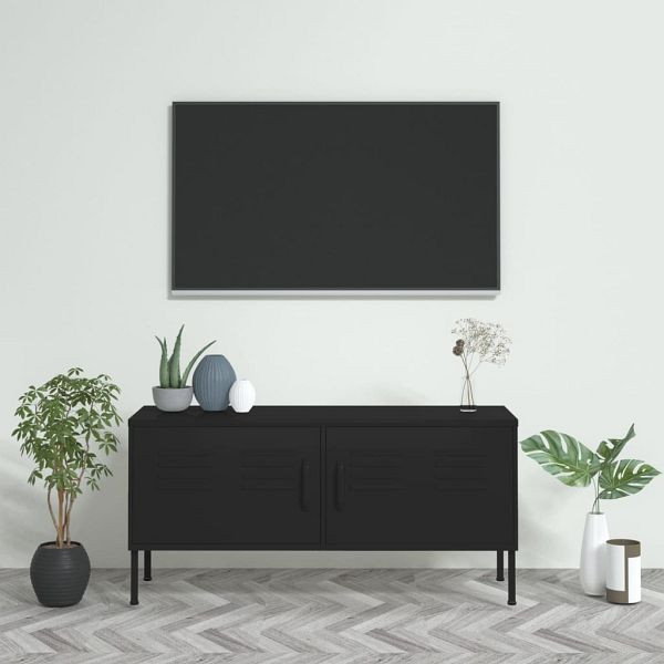 vidaXL TV-Schrank Schwarz 105x35x50 cm Stahl, 336232