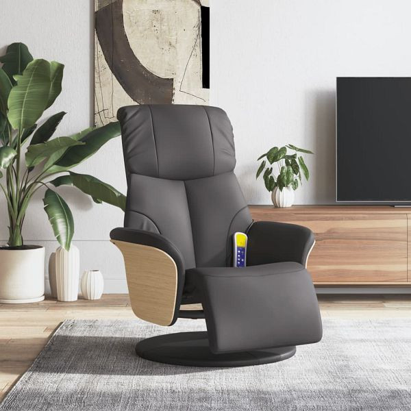 vidaXL Massagesessel mit Fußteil Grau Kunstleder, 356635