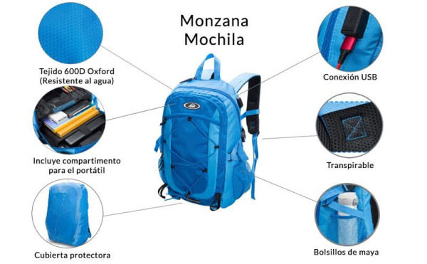monzana Sportrucksack Blau 35L, 107623, 4251776918938