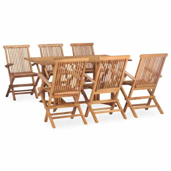 vidaXL 7-tlg. Garten-Essgruppe Klappbar Massivholz Teak, 3059973