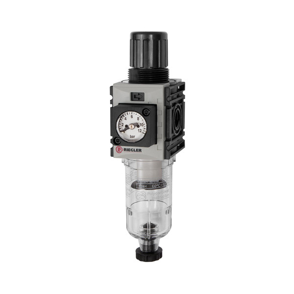 Riegler Filterregler »FUTURA-mini«, PC-Behälter, Kompaktmanometer, HA, G 1/4, 0,1-4, 142417
