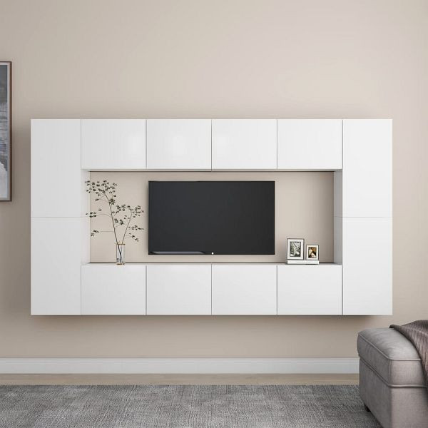 vidaXL 8-teilig TV-Schrank-Set Weiß Holzwerkstoff, 3078669