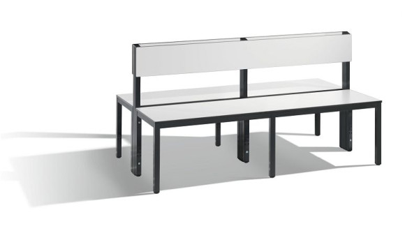 C+P Sitzbank 2-seitig, Feuchtraum, H796xB1500xT760 mm, Schwarzgrau/HPL Weiß, 8061-400 S10013