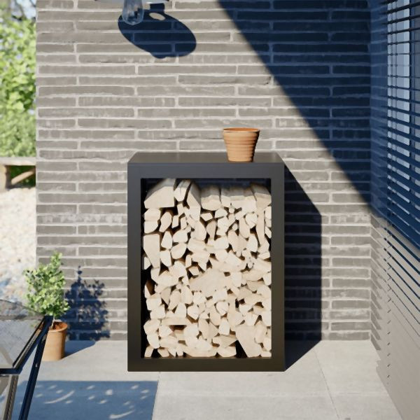 vidaXL Brennholzregal Schwarz 60x40x80 cm Stahl, 850996