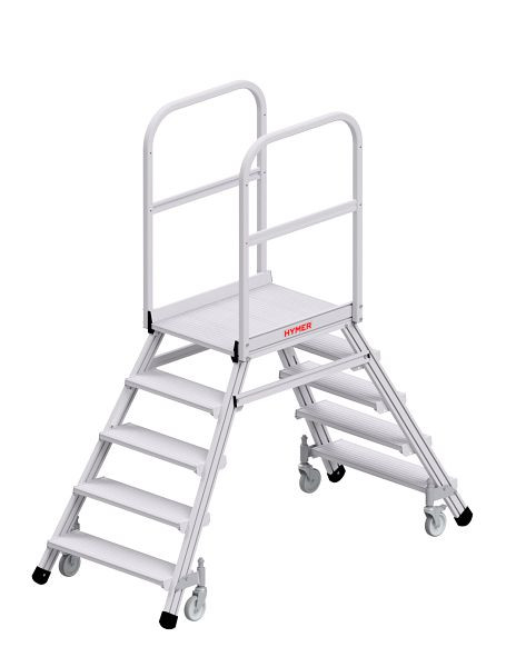 HYMER Podesttreppe fahrbar, beidseitig begehbar, 2x5 Stufen, 618905