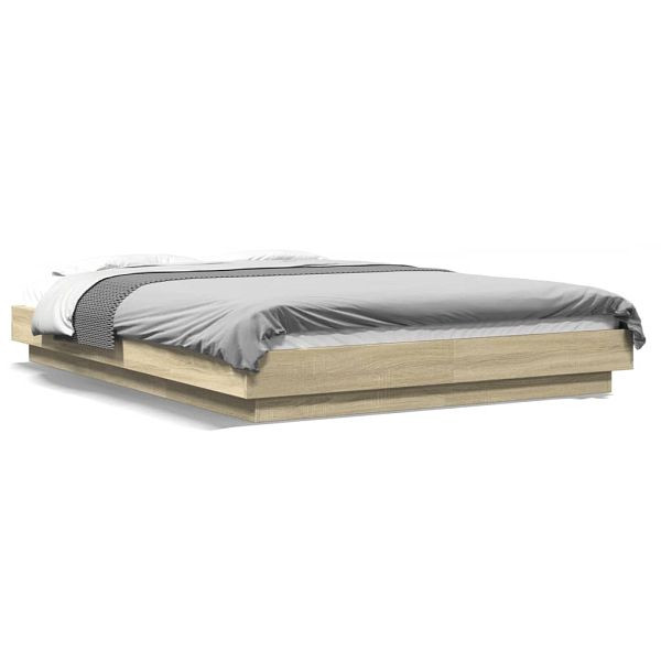 vidaXL Bettgestell Sonoma-Eiche 140x200 cm Holzwerkstoff, 3281191