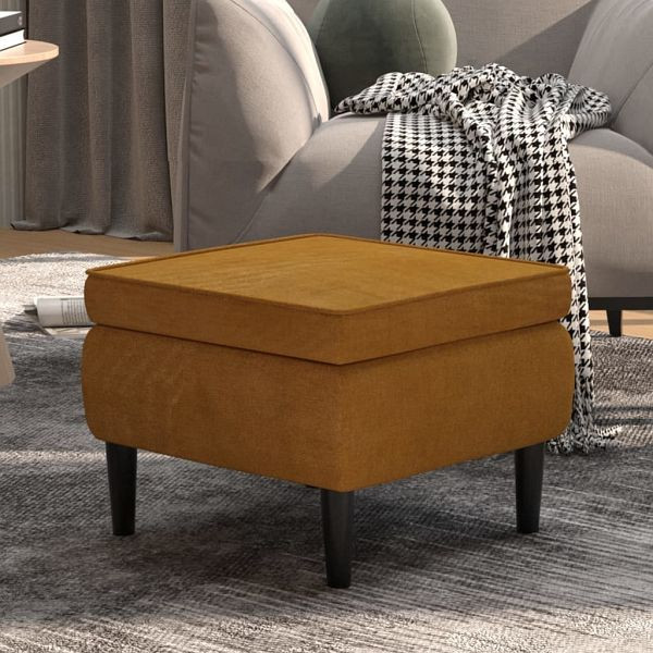 vidaXL Hocker mit Holzbeinen Braun Samt, Füllung: Schaumstoff, 329444