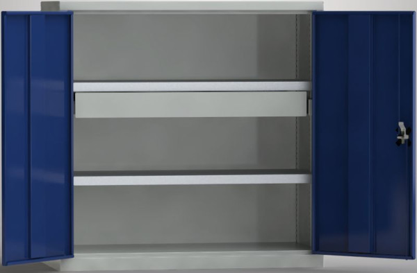 KLW Universalschrank, 1000x1000x430mm, abschließbare Flügeltüren, 2 Fachböden (80 kg), 1 Schublade 800mm, 7FN-NF1000TD-S1F2XRB