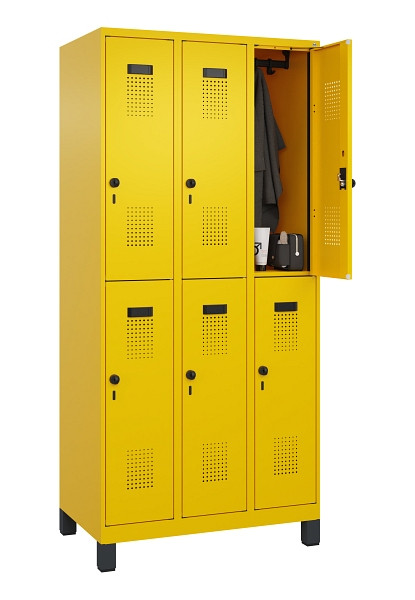 C+P Doppelstöckiger Spind Evolo PLUS, mit Füßen, 6 Fächer, 1950x900x500mm, 1023, Drehriegel, 049310-30 S10022