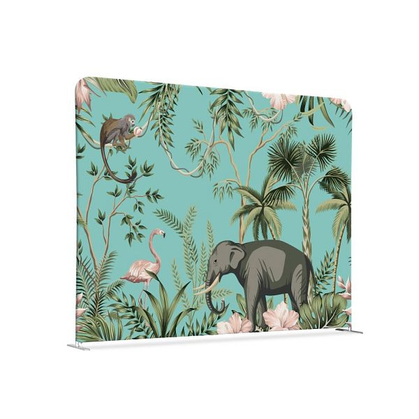 Showdown Displays Textil Raumteiler 150-150 Doppel Kinderecke Tropische Tiere, ZWSE150-150SSK-DSI11