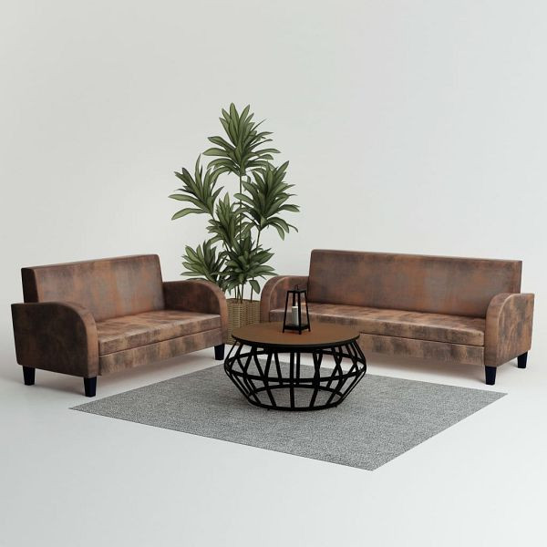 vidaXL Sofa-Set 2-teilig Kunstleder in Wildleder-Optik Braun, 275226