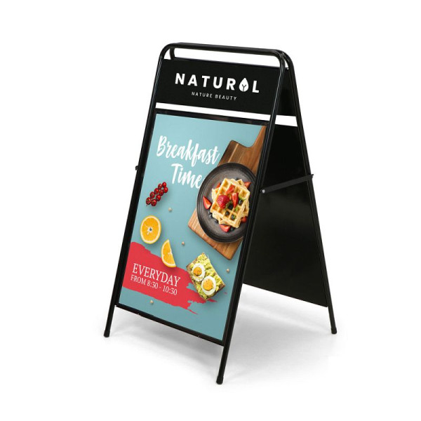 Showdown Displays A-Board Eleganter Stahl mit Logoplatte A1, ZPESA1BLTOP