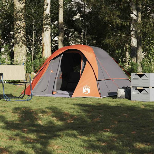 vidaXL Campingzelt 4 Personen Grau und Orange Wasserdicht, 4009560
