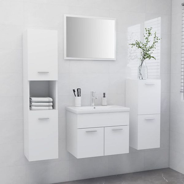 vidaXL Badmöbel-Set Weiß Holzwerkstoff, 3071360, 8720286376003