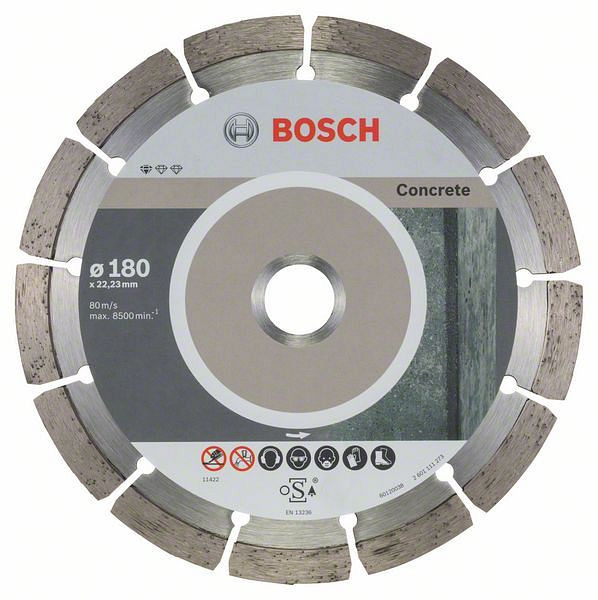 Bosch Diamanttrennscheibe Standard for Concrete, 180 x 22,23 x 2 x 10 mm, 10er-Pack, 2608603242