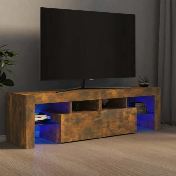 vidaXL TV-Schrank mit LED-Leuchten Räuchereiche 140x36,5x40 cm, 822641
