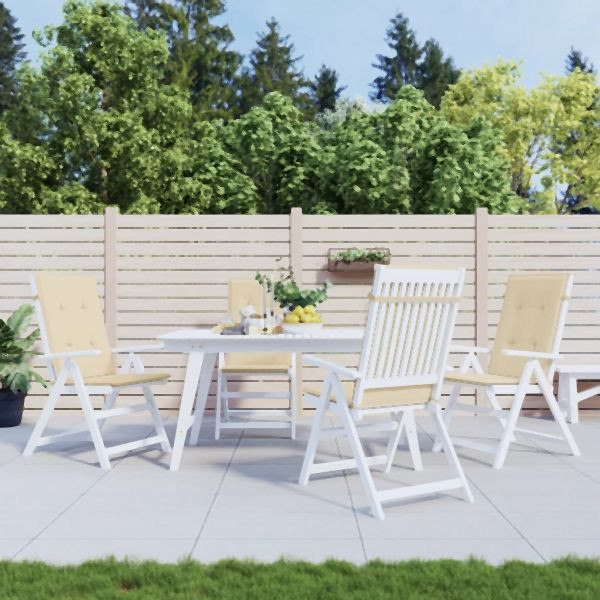 vidaXL Gartenstuhlauflagen für Hochlehner 4 Stück Beige 120x50x3cm Stoff, 47543