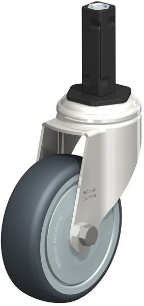 Blickle LKRXA-TPA 101KD-11-FK-EXV12 Edelstahl-Apparate-Lenkrolle mit Expander, Thermoplastisches Gummi-Elastomer, Grau, 853178