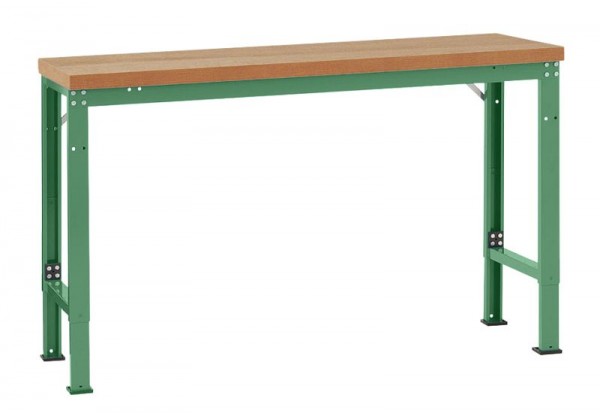 Manuflex Grundwerkbank PROFI Spezial mit Multiplexplatte, BxTxH = 1500 x 700 x 740-1040 mm, Resedagrün, TP6014.6011