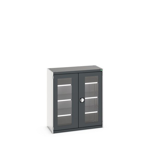 bott cubio Sichtfensterschrank bestückt, mit 3 Fachböden, BxTxH: 1050x525x1200mm, Anthrazitgrau, 40013061.19V