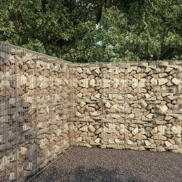 vidaXL Gabionenwand mit Abdeckung Verzinkter Stahl 300 x 50 x 200 cm, 145090