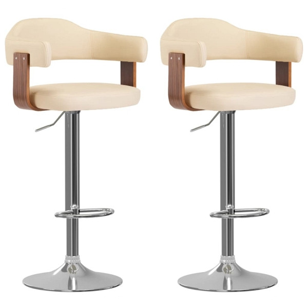 vidaXL Barhocker 2 Stück Creme Bugholz und Kunstleder, 327335