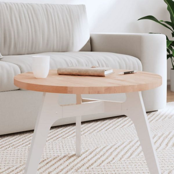 vidaXL Tischplatte Ø60x2,5 cm Rund Massivholz Buche, 355916