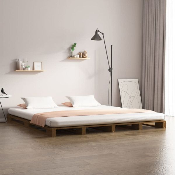 vidaXL Palettenbett Honigbraun 120x200 cm Massivholz Kiefer, 821390