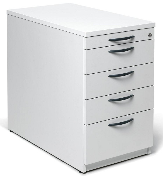 Deskin Standcontainer MULTI M, Dekor lichtgrau, B 435 x H 720 x T 800 mm, 4 Schübe, 290687