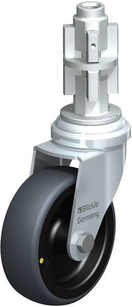 Blickle LRA-TPA 75G-ELS-E04 Apparate-Lenkrolle mit Expander, Thermoplastisches Gummi-Elastomer, Grau, 625236
