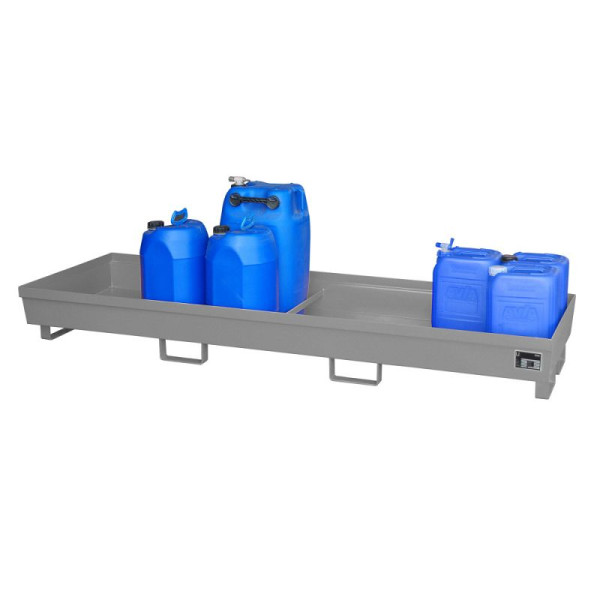 STEIN HGS Auffangwanne AO, 3 mm Stahlblech, stapelbar, 280 Liter, RAL 7005 mausgrau, Gesamthöhe 285 mm, lackiert, 79184.0023