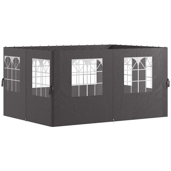 Outsunny Pavillon-Seitenwände, 4 Seitenwand-Paneele für Gartenpavillon, mit Reißverschluss, 3 x 4 m Pavillon, Dunkelgrau, 84C-543V01CG